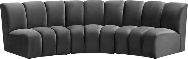 Lynda 3pc. Modular Sectional In Grey Velvet