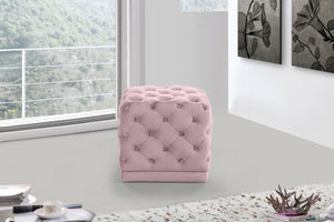 Robyn Ottoman/Stool In Pink Velvet