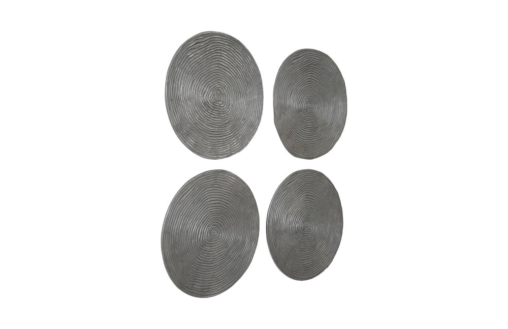 Ripple Wall Disk, Set Of 4, Resin, Large, Polished Aluminum