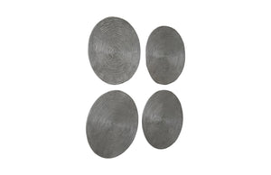 Ripple Wall Disk, Set Of 4, Resin, Large, Polished Aluminum