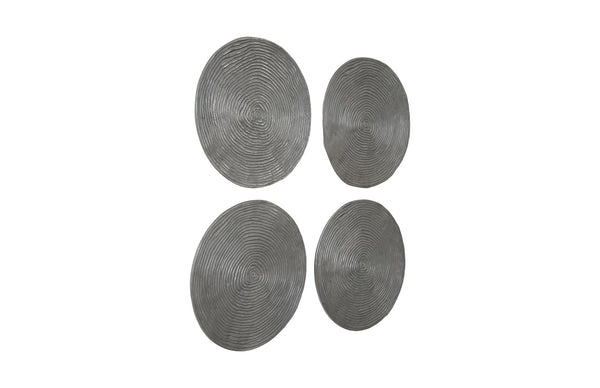 Ripple Wall Disk, Set Of 4, Resin, Large, Polished Aluminum