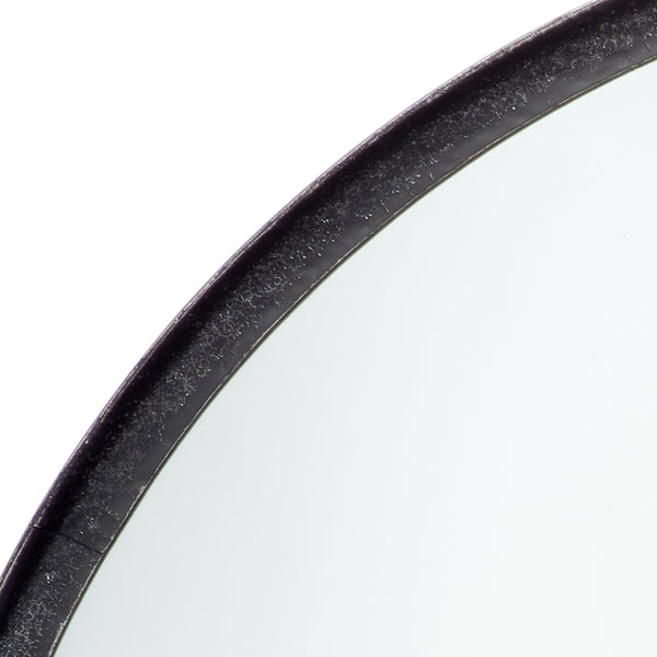 Refined Iron Round Wall Mirror, Black
