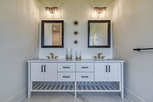 Bleeker Street 2 Light Vanity in Matte Black + Olde Brass Finish