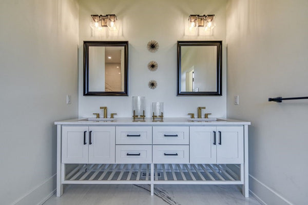 Bleeker Street 2 Light Vanity in Matte Black + Olde Brass Finish