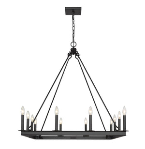 Barclay 12 Light Chandelier in Matte Black Finish