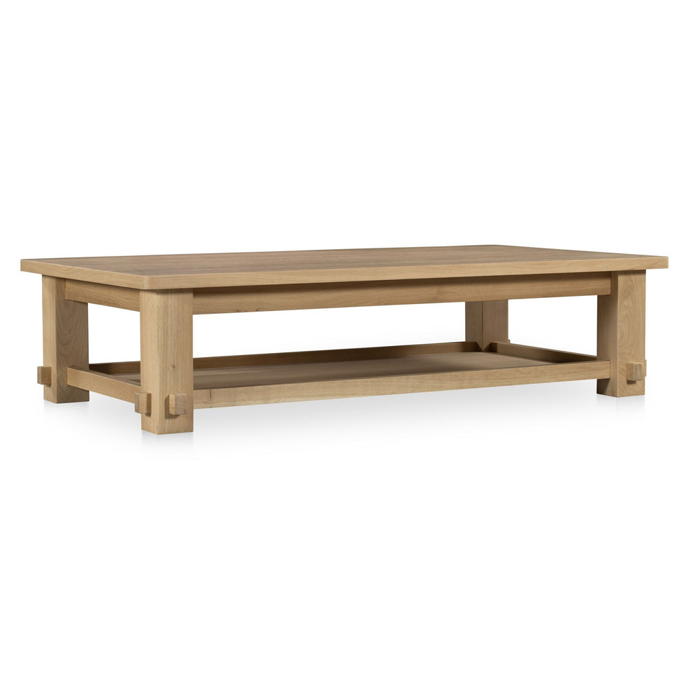 Moe's Morey Natural Oak Coffee Table with Tray Shelf