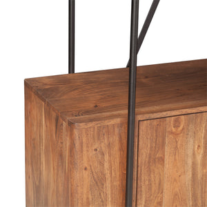Verbania 75" Acacia Wood Bookshelf, Pecan Brown