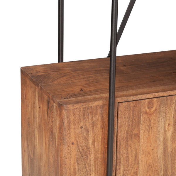 Verbania 75" Acacia Wood Bookshelf, Pecan Brown