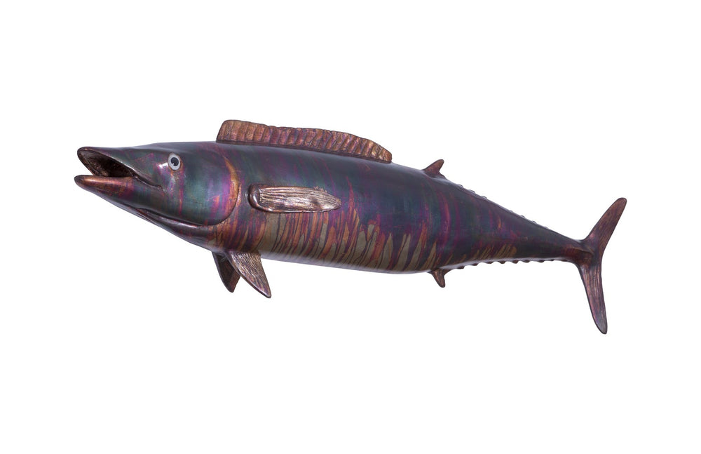Wahoo Fish Wall Sculpture, Copper Patina