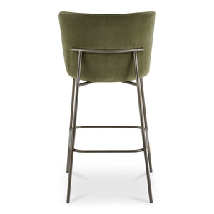 Moe's Early Bar Stool in Green Faux Mohair