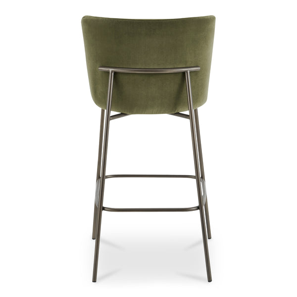 Moe's Early Bar Stool in Green Faux Mohair