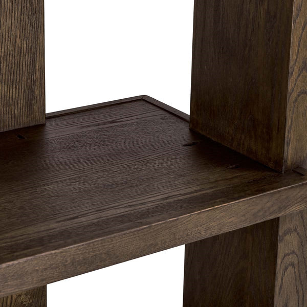 Doku Solid Oak Wood Bookcase with Ample Shelving