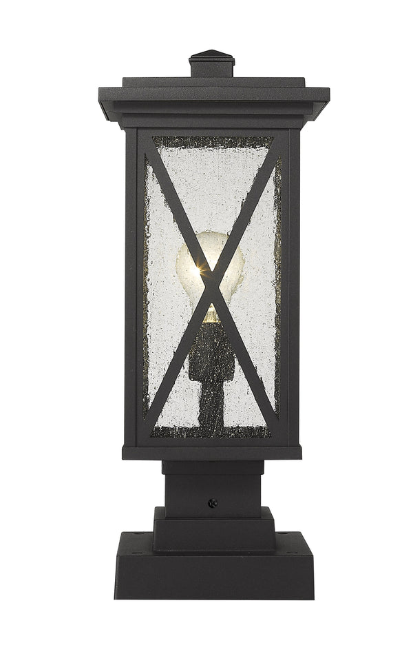 Brookside 1 Light Outdoor Pier Mounted Fixture in Black Finish