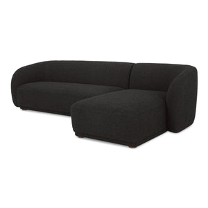 Moe's Faye Right Sectional in Black Boucle