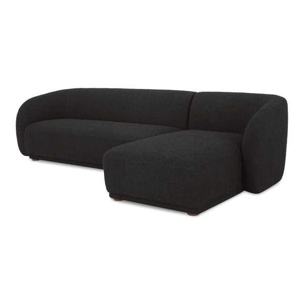 Moe's Faye Right Sectional in Black Boucle