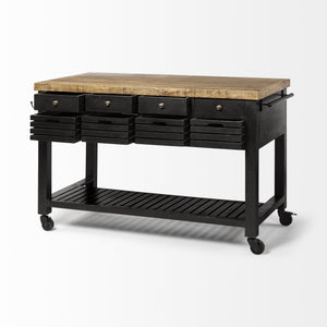Columbia 62L x 28W x 36H Black Wooden Kitchen Island