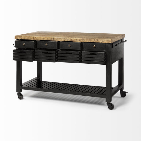 Columbia 62L x 28W x 36H Black Wooden Kitchen Island