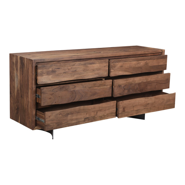 Moe's Bent Dresser with 6 Drawers in Acacia Wood