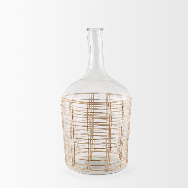 Troian Large Rattan Wrapped Glass Bottle
