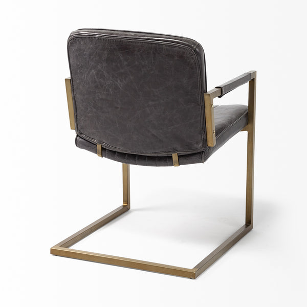 Horner Black Leather Seat w/Metal Frame Dining Chair