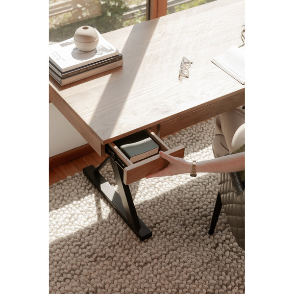 Moe's Profecto Desk in Natural Oak with Steel Frame