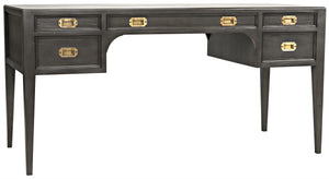 Africa Mahogany and Veneer Desk with Brass Pulls in Pale Finish