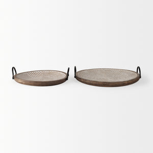 Jamila 16.9L x 16.8W x 43.3H Set of 2 Brown Wooden Tray