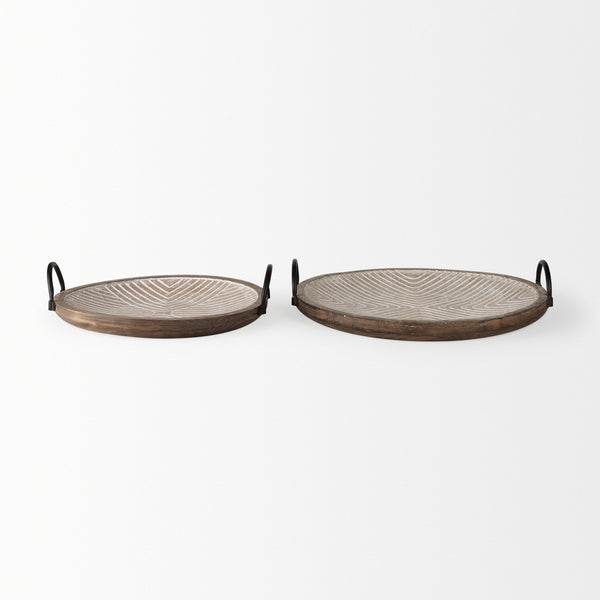 Jamila 16.9L x 16.8W x 43.3H Set of 2 Brown Wooden Tray