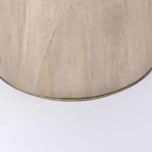 Maxwell 32" Round Light Wood Tabletop & Base w/ Gold Metal Accent Pedestal Bistro Table