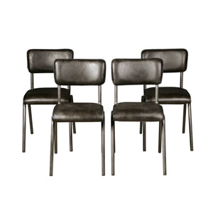 Bill 17" Ebony Leather and Iron Dining Chair