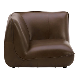 Moe's Zeppelin Leather Corner Chair in Toasted Hickory