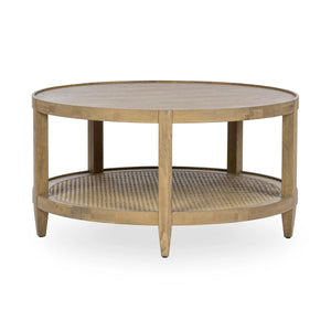 Devin Solid Wood Round Coffee Table - Khaki Mist