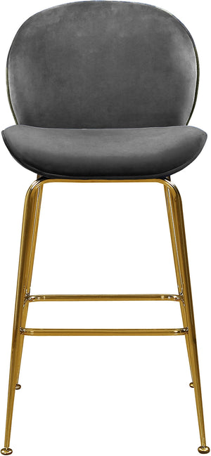 Luke Stool In Grey Velvet and Gold