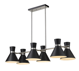Soriano 6 Light Island/Billiard in Matte Black + Brushed Nickel Finish