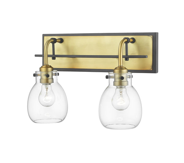 Kraken 2 Light Wall Sconce in Matte Black + Olde Brass Finish