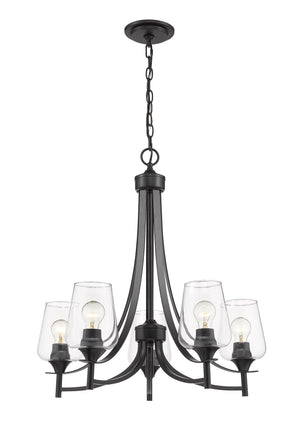 Joliet 5 Light Chandelier in Matte Black Finish
