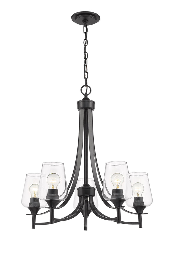Joliet 5 Light Chandelier in Matte Black Finish