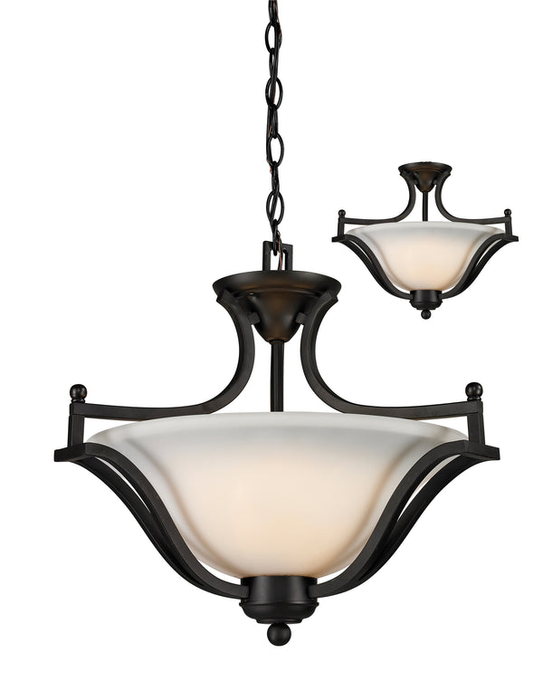 Lagoon 3 Light Pendant in Matte Black Finish