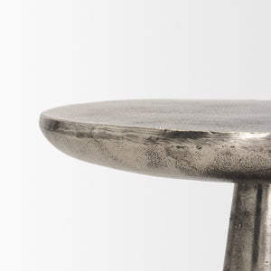 Bobbi Textured Polished Nickel Cast Aluminum Metal Accent Table