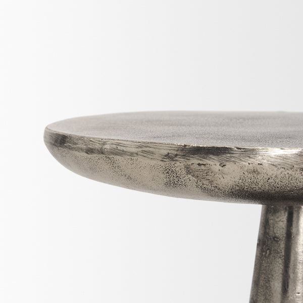 Bobbi Textured Polished Nickel Cast Aluminum Metal Accent Table
