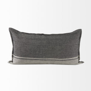 Zadie 14L x 26W Light Gray and Dark Gray Fabric Color Blocked Decorative Pillow Cover