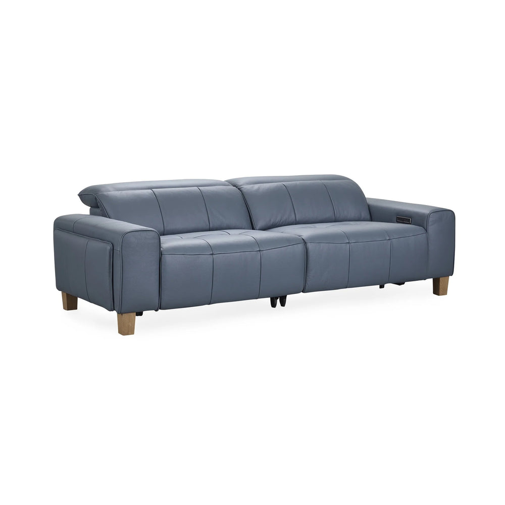 Alea Leather Power Recliner Sofa - Smoke Blue