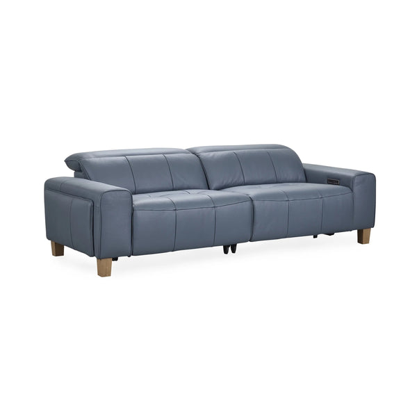 Alea Leather Power Recliner Sofa - Smoke Blue