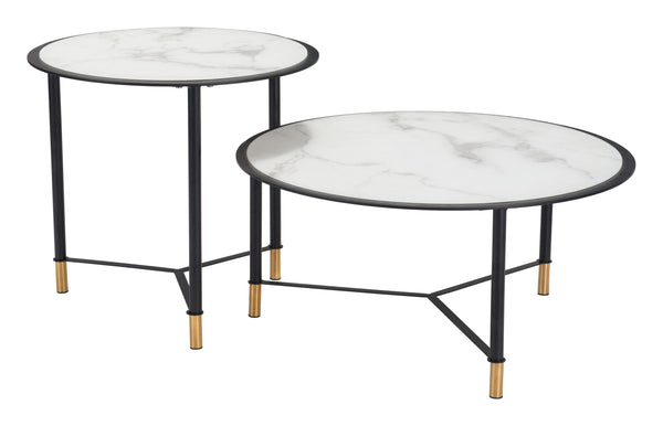 Set of 2 Davis Coffee Tables White & Black
