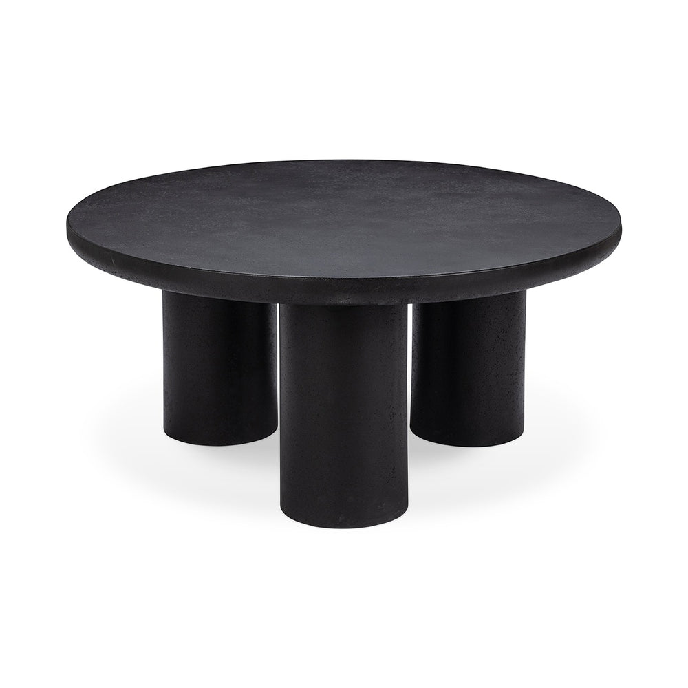 Anzio Outdoor Concrete Round Coffee Table - Black