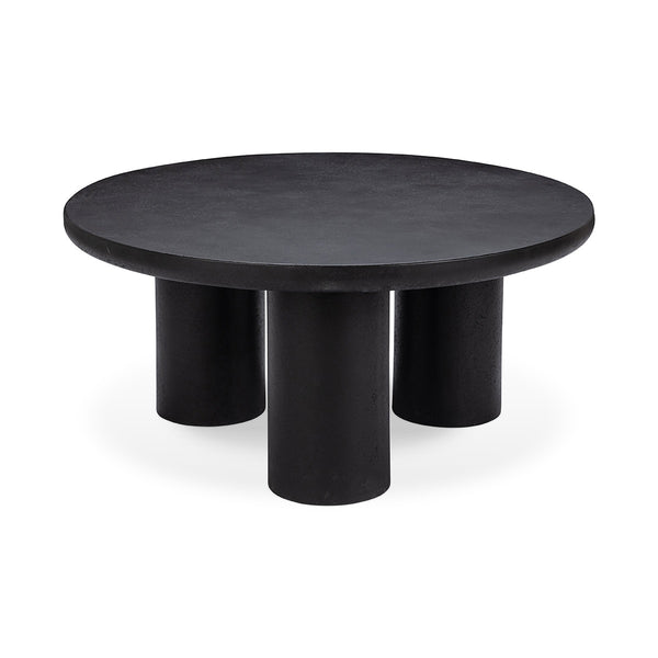 Anzio Outdoor Concrete Round Coffee Table - Black