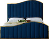 Ethel Queen Bed In Navy Velvet
