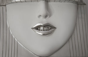 Fashion Faces Wall Art, Large, Smallallile, White And Silver Leaf