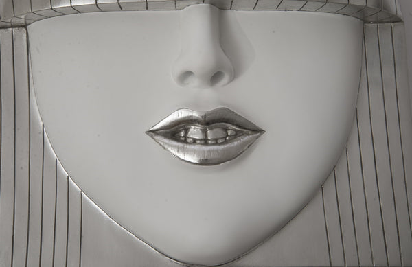Fashion Faces Wall Art, Large, Smallallile, White And Silver Leaf