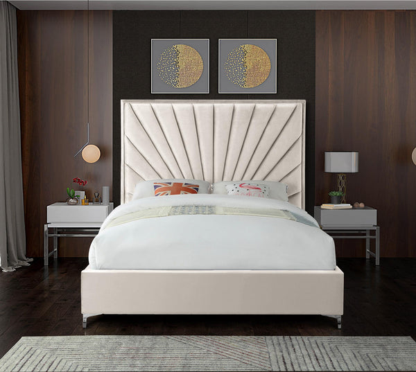 Wilfred Queen Bed In Cream Velvet